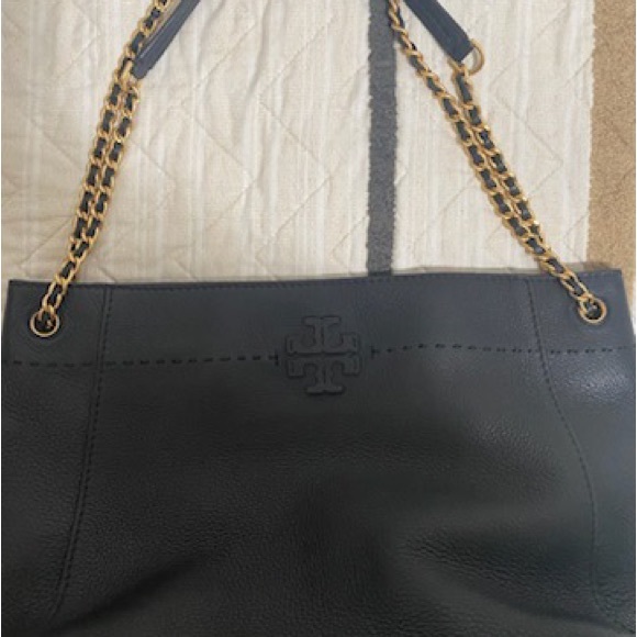 Tory Burch, tote shoulder bag with gold chains, magnetic closure - Picture 10 of 10